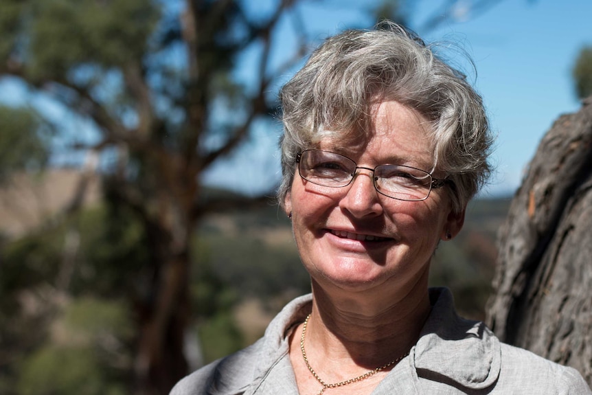 Lyn Kelson on her farm in central Victoria.