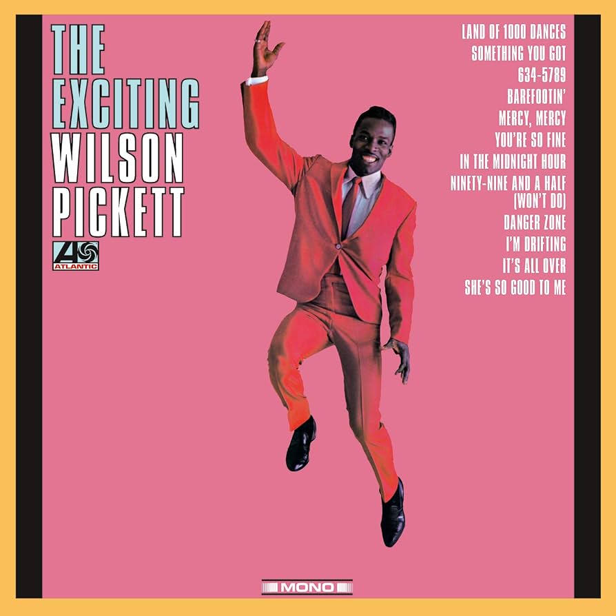 Wilson Pickett dances against a bright background