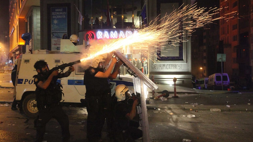 Tear gas used during protest in Istanbul.