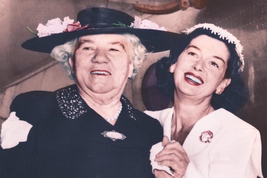 Sister Kenny with Actress Rosalind Russell smiling at the camera