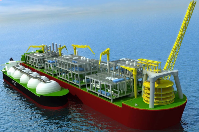 The type of floating LNG platform envisaged by Shell.