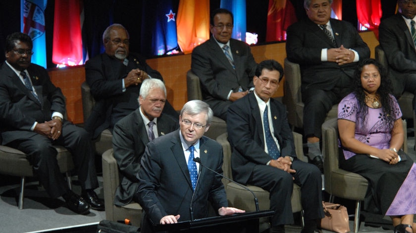Kevin Rudd address Pacific Island Forum in Cairns
