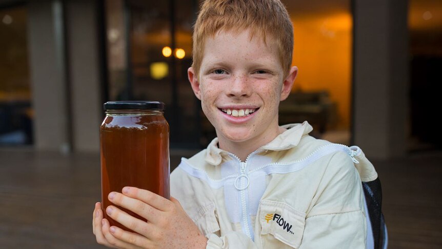 10yo Finn Tolhurst is a young entrepreneur and beekeeper from the Gold Coast.