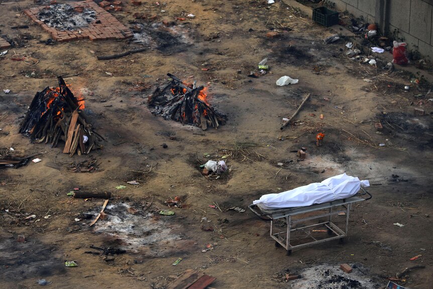 A cremation ground in New Delhi during COVID-19