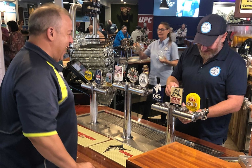 Publican pouring free beers for punters ahead of pub shutdown.