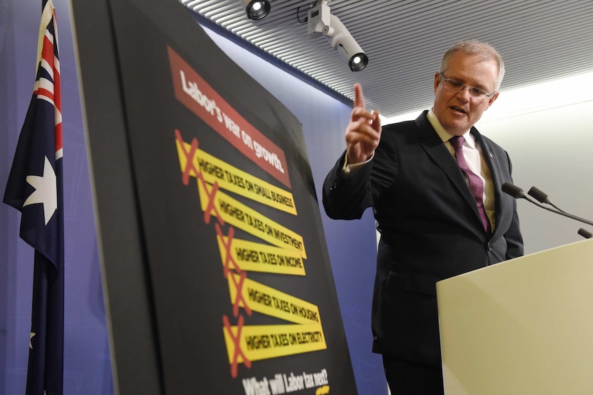 Australian Federal Treasurer Scott Morrison holds a media conference