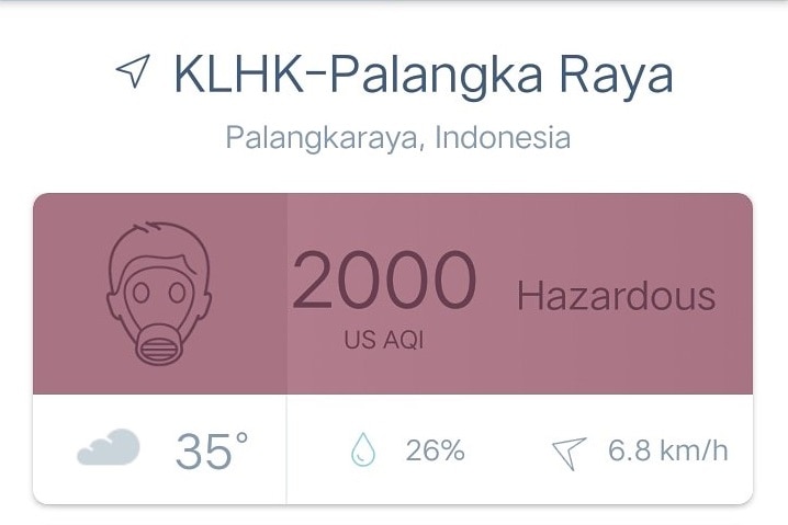 Air pollution in Kalimantan has been recorded at extreme levels.