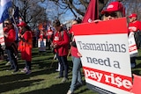 Wages rally on Parliament Lawns Hobart