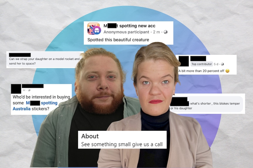 Sam Millard and Samantha Lilley in a graphic is censored comments from Facebook