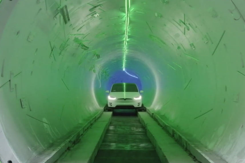 A car in a tunnel Mr Musk proposed for Sydney