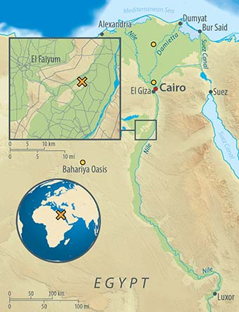 Map of Egypt showing the site of Aubusir-el Meleq