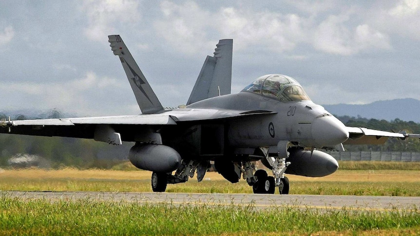 A modern jet fighter on the tarmac