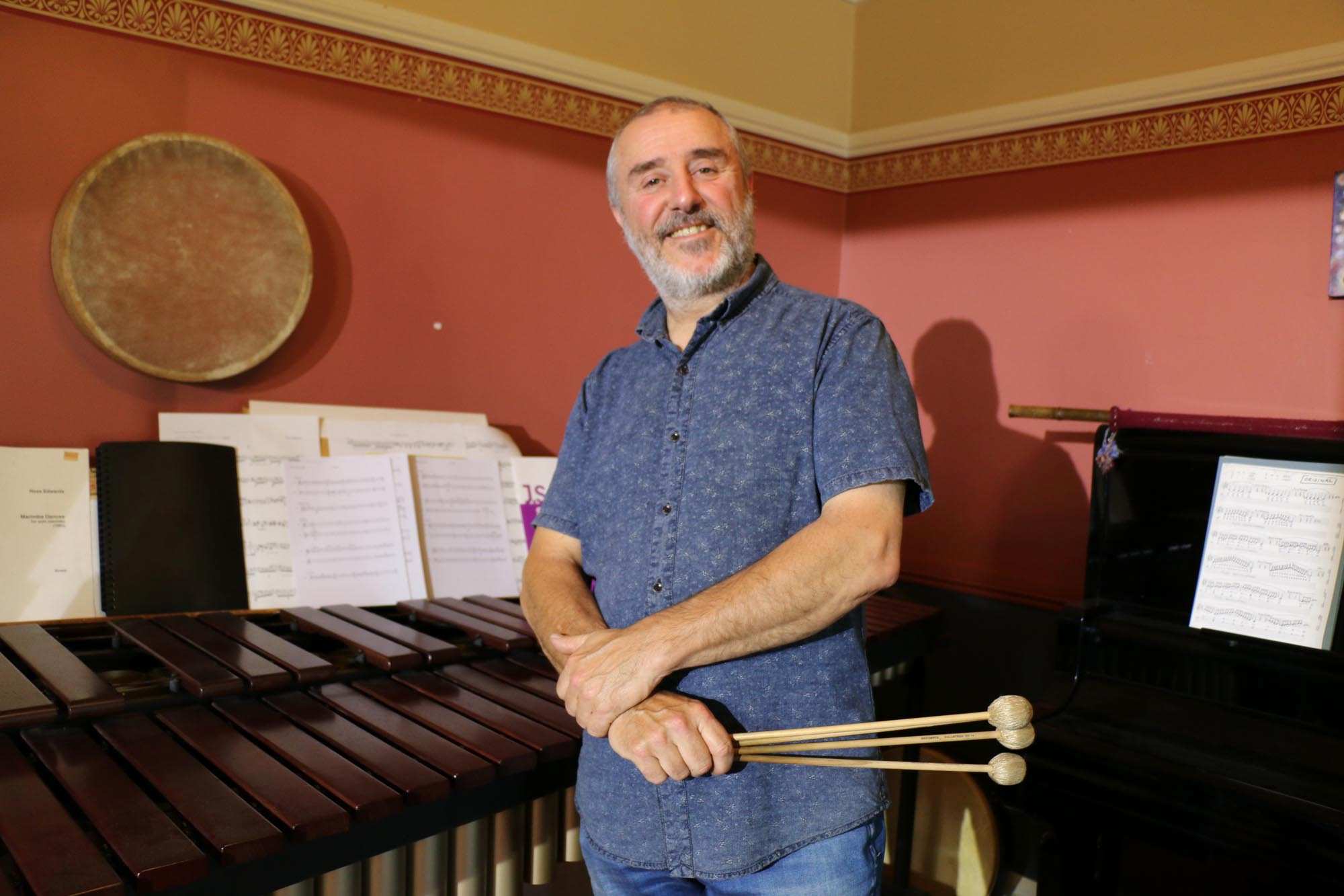 Jess Ciampa poses with his marimba