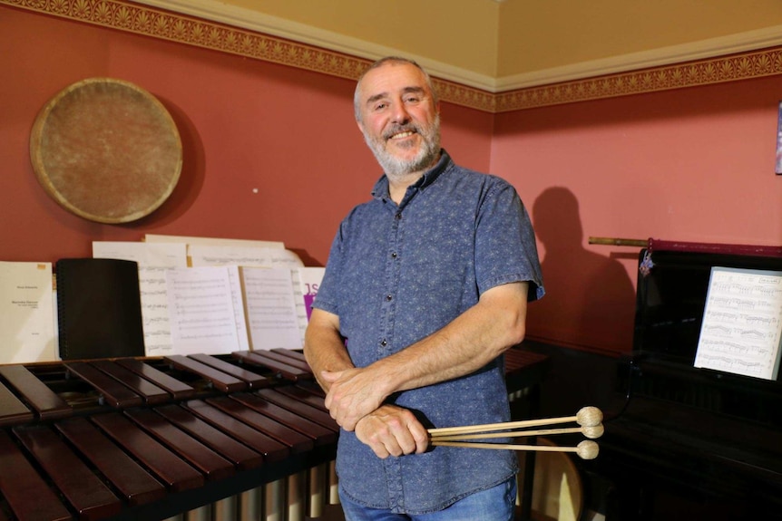 Jess Ciampa poses with his marimba