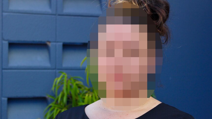 Pixelated image of woman up close