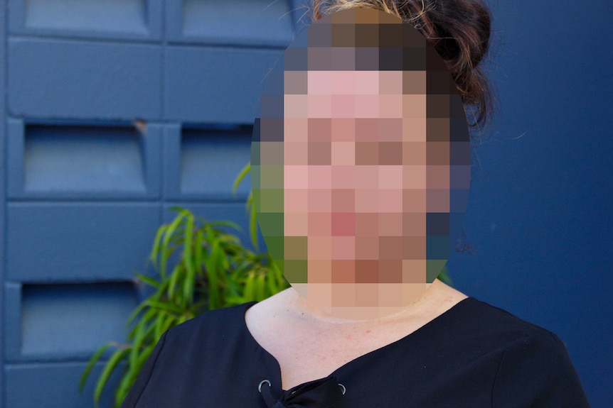 Pixelated image of woman up close