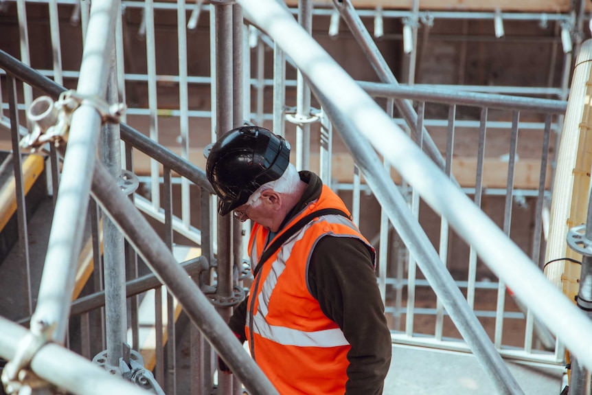 A construction worker on a building site.