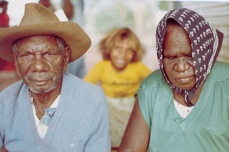 Vincent Lingiari and his wife Blanche sitting.