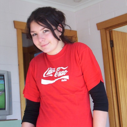 Ruby Diver in a red t-shirt, a Perth girl who took her life while a patient of Alma Street Clinic
