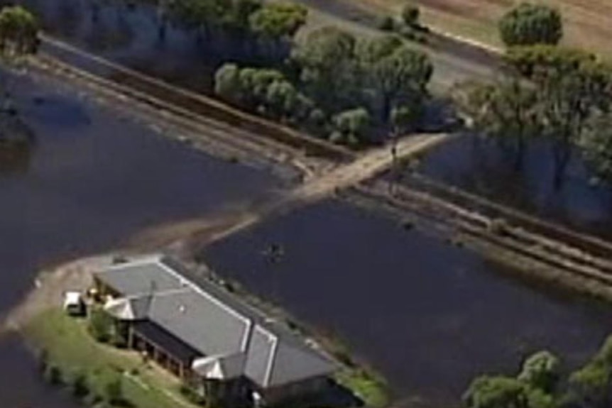 Warracknabeal house surrounded by flooding in 2011.