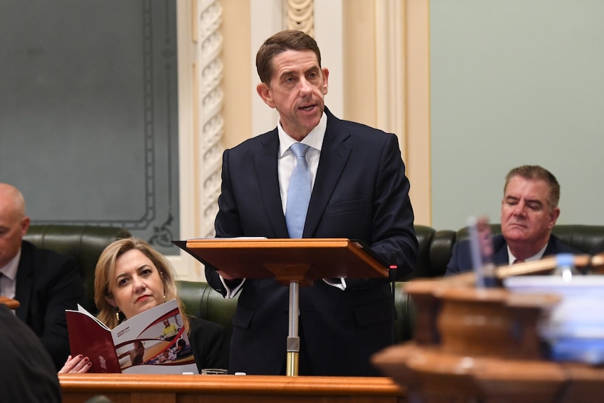 Treasurer Cameron Dick delivers the 2022/2023 state budget at Parliament