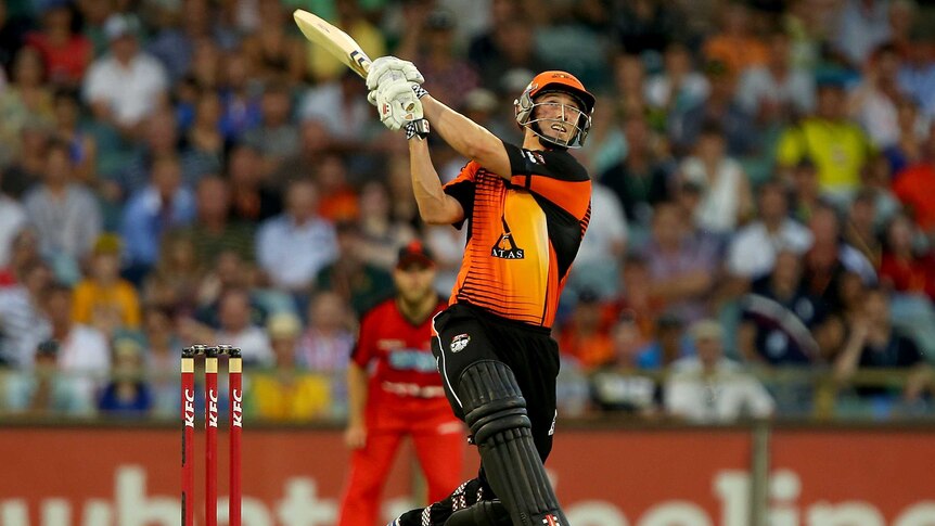 Stunning display ... Shaun Marsh hits out against the Renegades