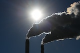 Emissions are seen from a factory at Broadwater in far northern New South Wales.