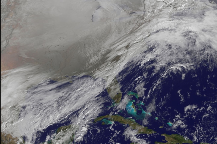 Satellite image of northern polar vortex taken on January 6, 2014