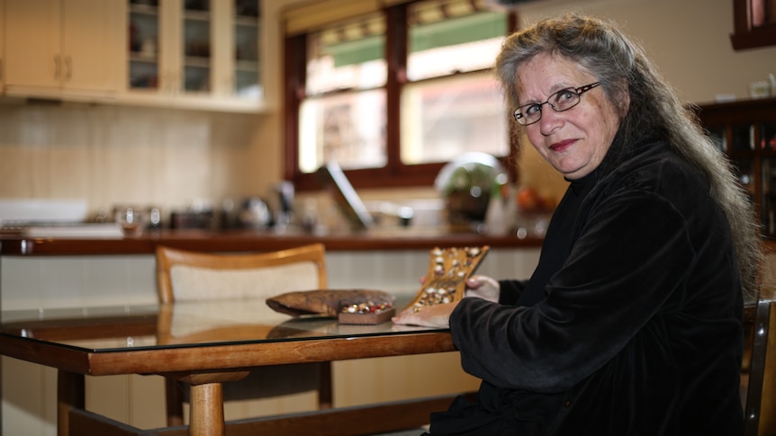 Dr Lynne Kelly at home in Castlemaine with some of her Indigenous memory devices.