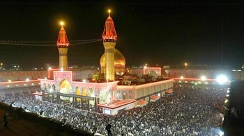 Crowds at the Imam Hussein shrine in Karbala before the bombings.