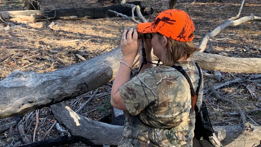 Natasha Holland hunts for deer in Tasmania's Midlands