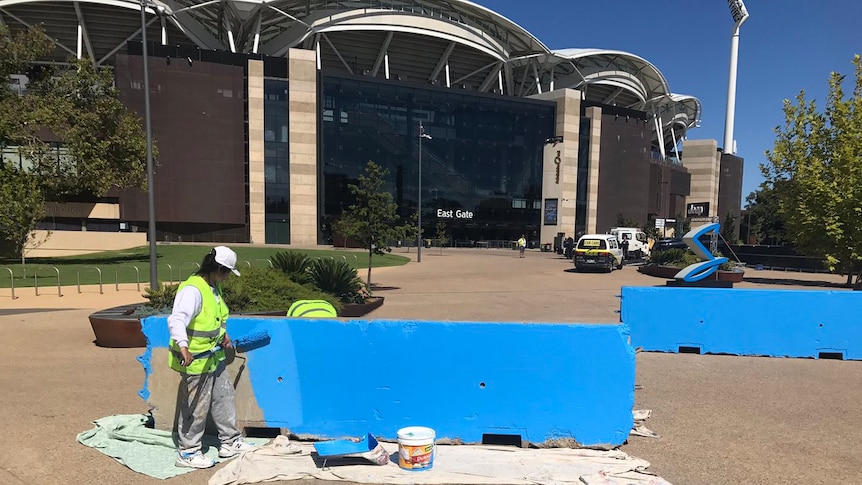 Security barriers at Adelaide Oval