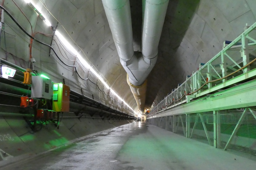 A section of tunnel lined with concrete.