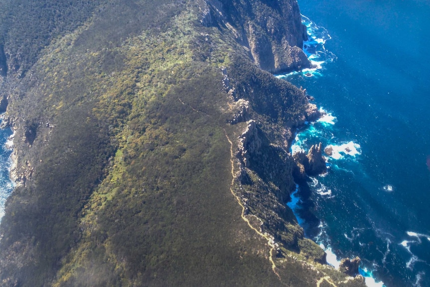 An aerial view of the Three Capes Track