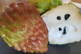 The PinksBlush variety provides a colourful contrast to standard green custard apples.