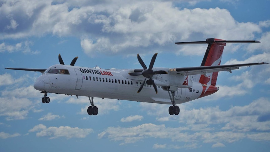 A QantasLink plane in the air