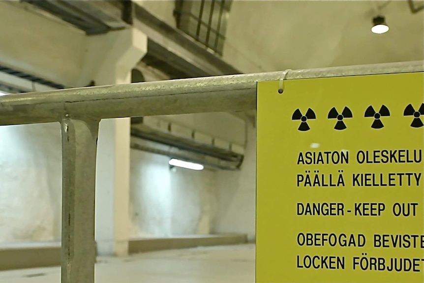 A warning sign at the Olkiluoto nuclear power plant.