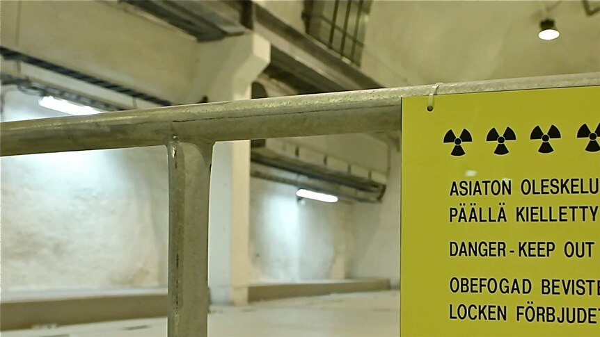 A warning sign at the Olkiluoto nuclear power plant.