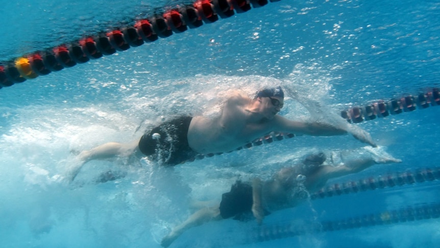 Invictus Games competitor Jesse Costello training for his swimming events