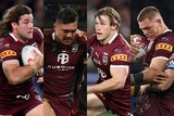Composite image of Queensland Maroons Patrick Carrigan, Jeremiah Nanai, Harry Grant and Lindsay Collins in State of Origin I.