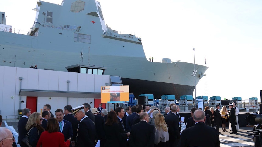 Dignatries and crowd at HMAS Hobart launch