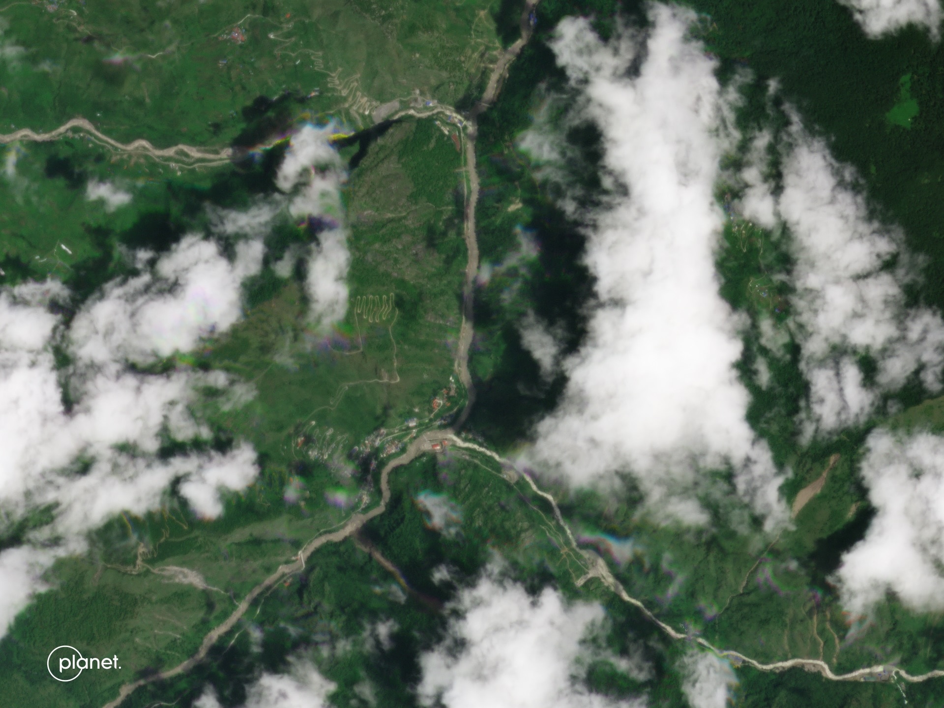 Satellite image of Syapru Besi, Nepal prior to flooding in August 2026.