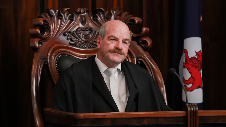 Speaker of the House, Mark Shelton sits in Parliament. 