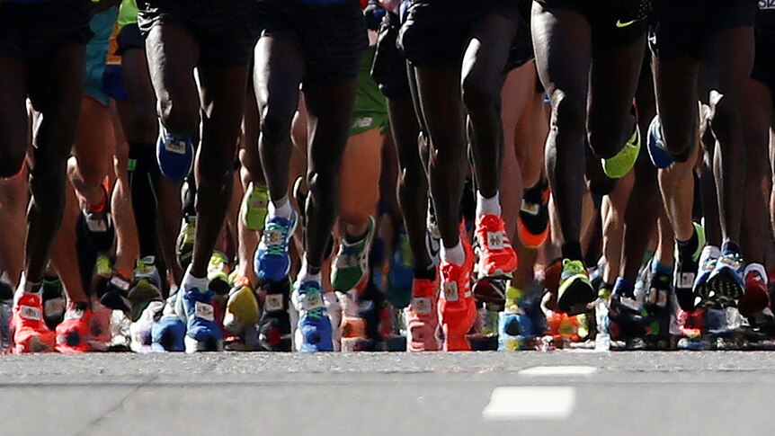 Runners at the start of the Tokyo Marathon