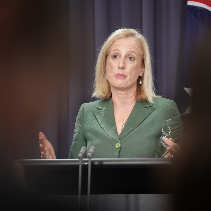 Katy Gallagher at parliament press conference
