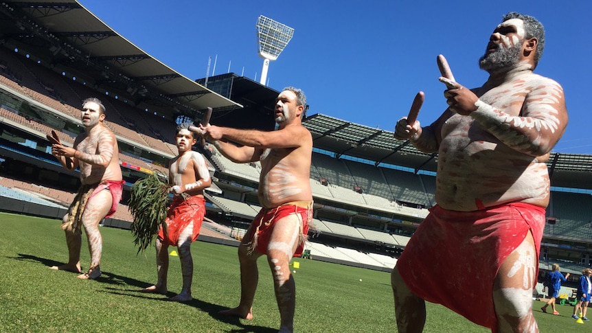 Indigenous dancers at the MCG
