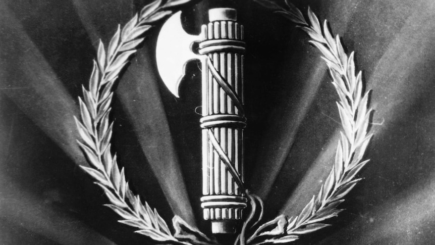 The Roman bundle of sticks ("fasci") adopted as a symbol by Italian fascists.