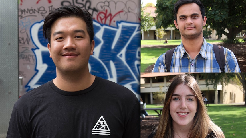 Uni students Adam Hoh, Aaditya Bhargava and Ellen Campbell