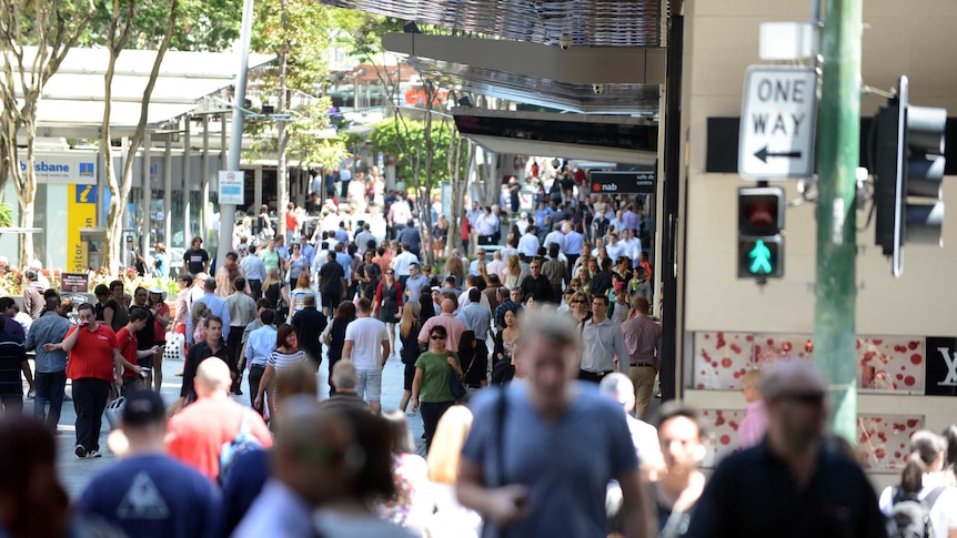 People walk through Brisbane mall