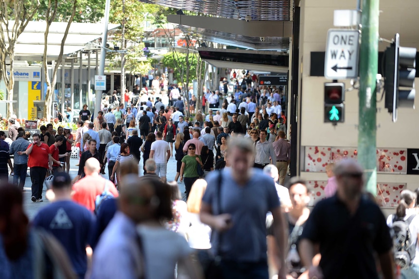 People walk through Brisbane mall